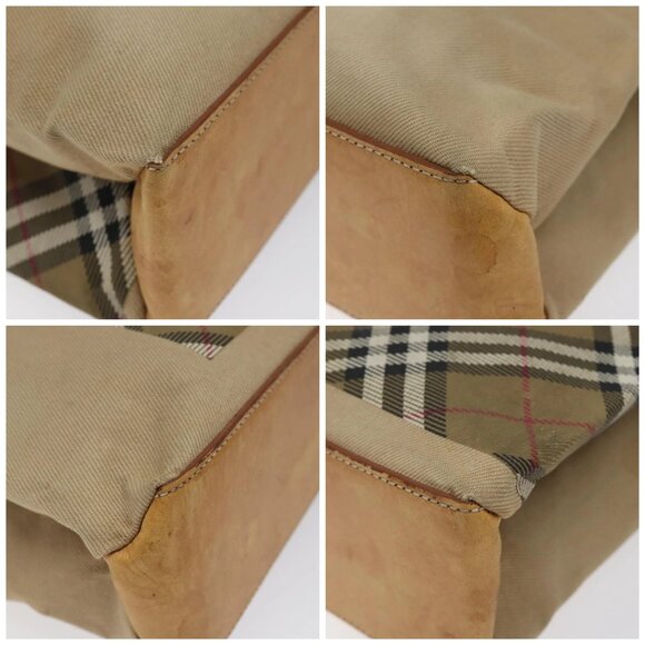 Burberrys Nova Check Blue Label Hand Bag Canvas Brown Auth ti2966 - Picture 14 of 16